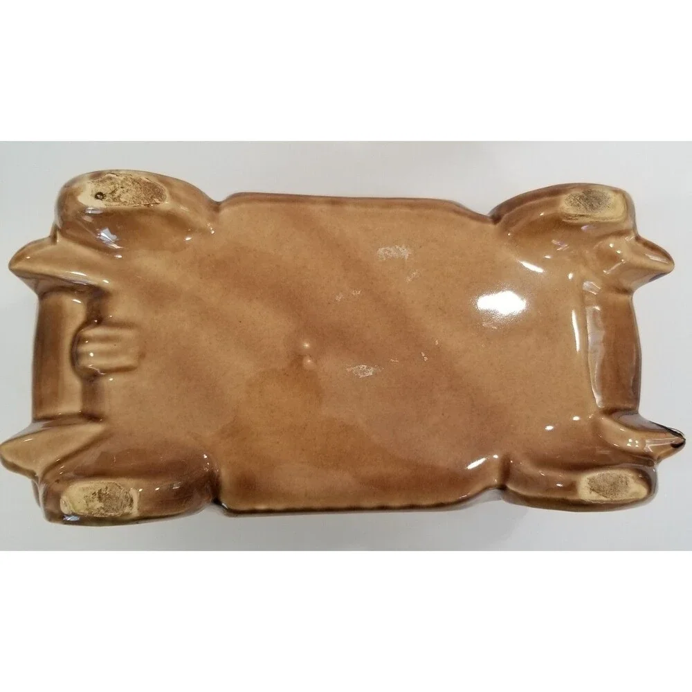 Vintage USA‑Marked Brown Ceramic Car Figurine Planter